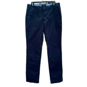 Banana Republic Aiden Fit Downtown Plaid Mens 31x32 Charcoal Gray Corp Business